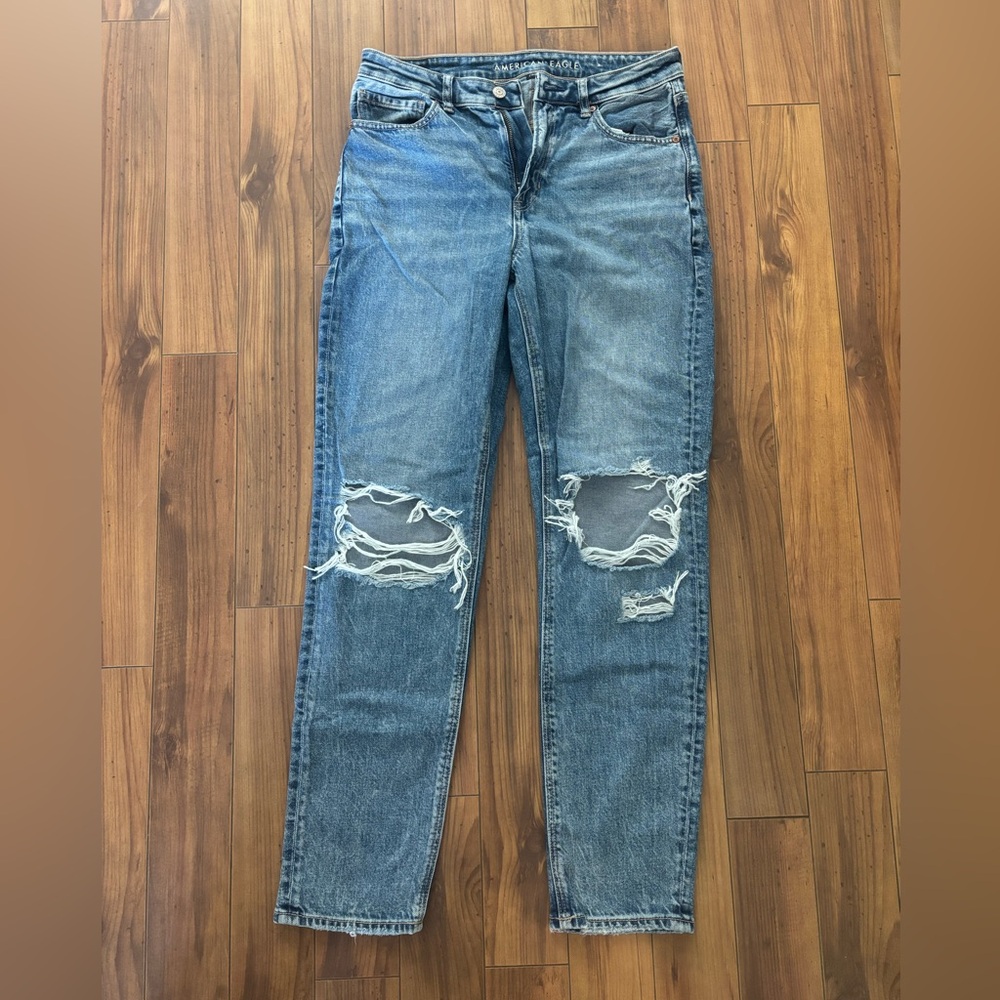 American Eagle Outfitters Ripped Blue Boyfriend Jeans